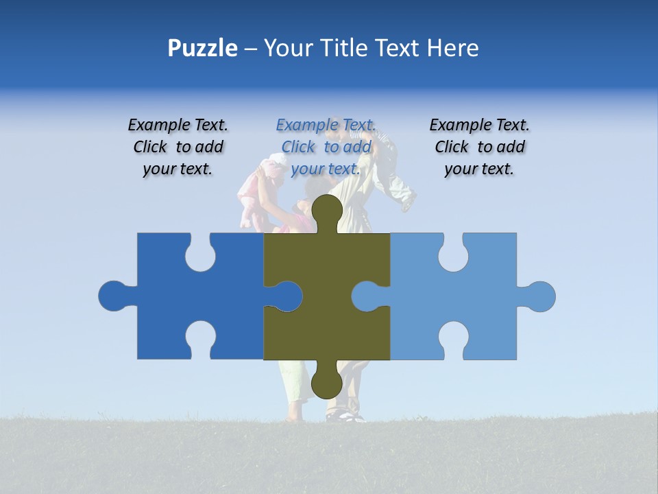 Happy Family With Two Children On Blue Sky 2 PowerPoint Template