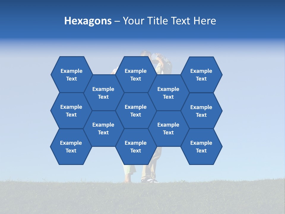 Happy Family With Two Children On Blue Sky 2 PowerPoint Template