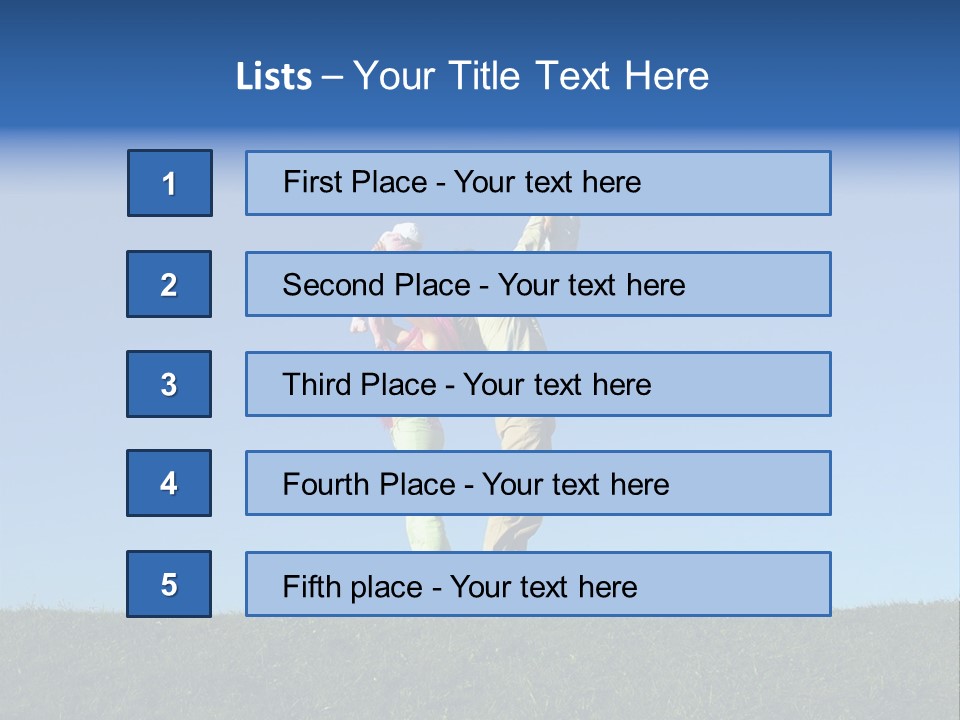 Happy Family With Two Children On Blue Sky 2 PowerPoint Template