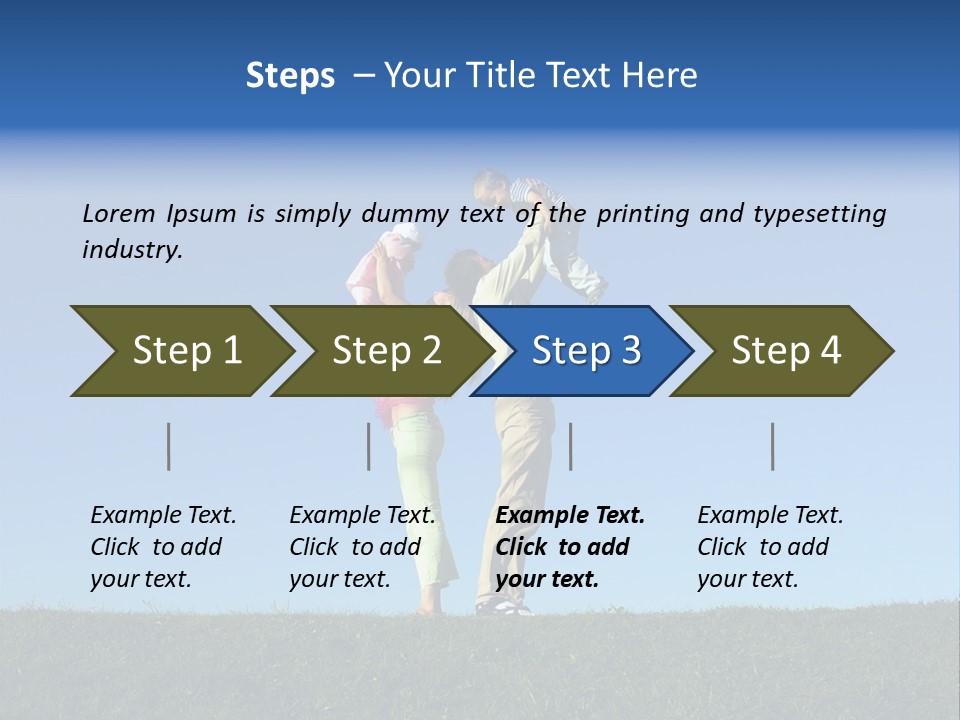 Happy Family With Two Children On Blue Sky 2 PowerPoint Template