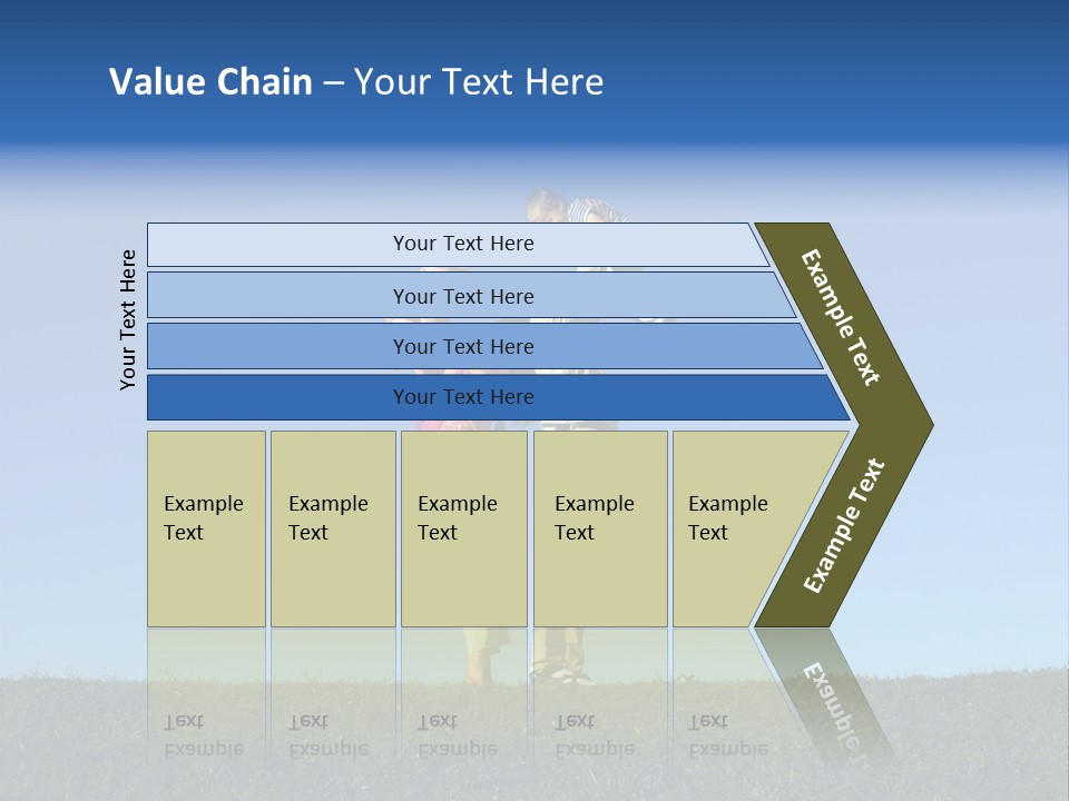 Happy Family With Two Children On Blue Sky 2 PowerPoint Template