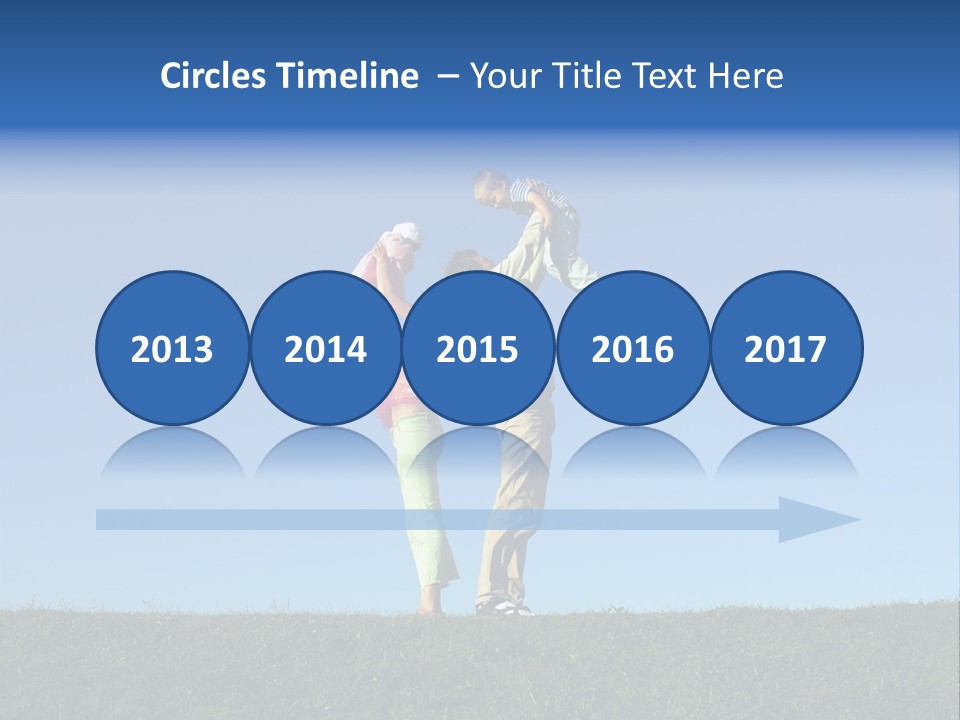 Happy Family With Two Children On Blue Sky 2 PowerPoint Template