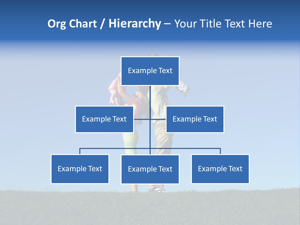 Happy Family With Two Children On Blue Sky 2 PowerPoint Template