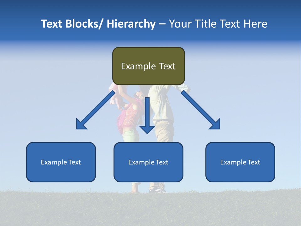 Happy Family With Two Children On Blue Sky 2 PowerPoint Template