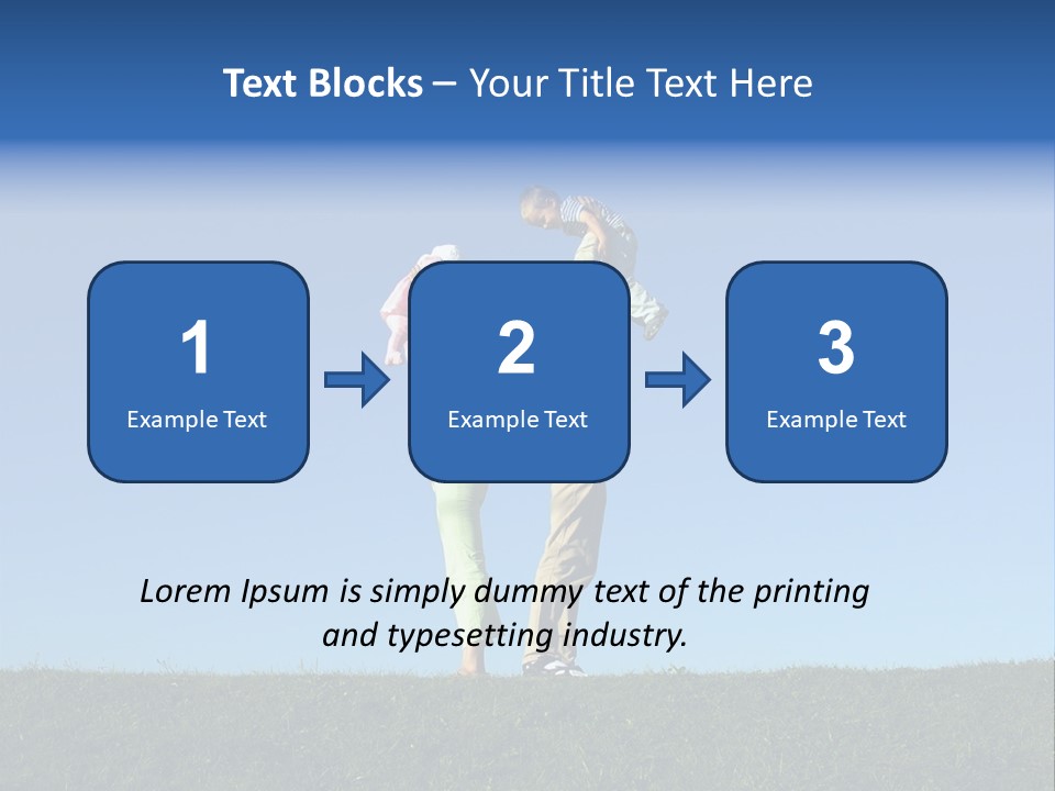 Happy Family With Two Children On Blue Sky 2 PowerPoint Template