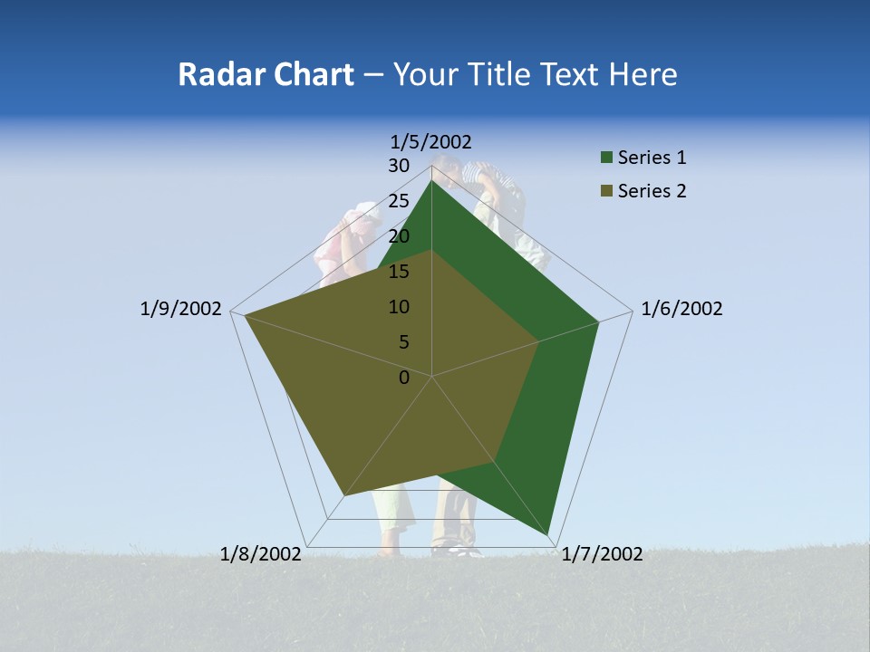 Happy Family With Two Children On Blue Sky 2 PowerPoint Template