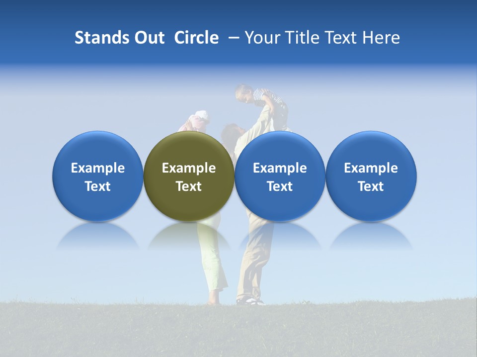 Happy Family With Two Children On Blue Sky 2 PowerPoint Template