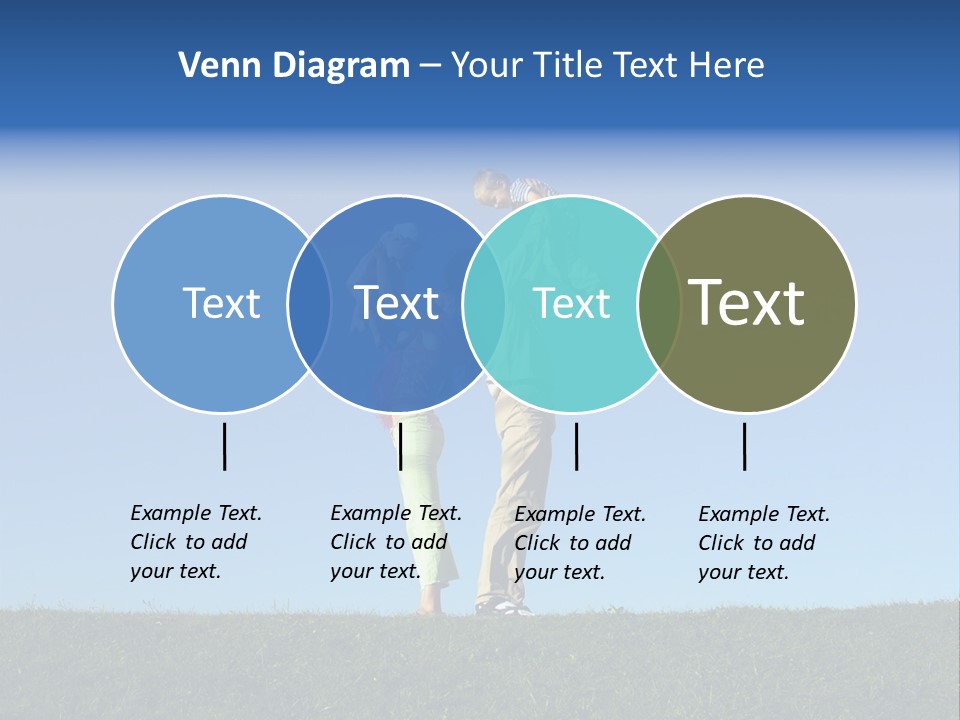 Happy Family With Two Children On Blue Sky 2 PowerPoint Template