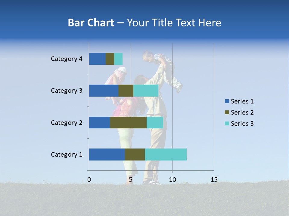 Happy Family With Two Children On Blue Sky 2 PowerPoint Template