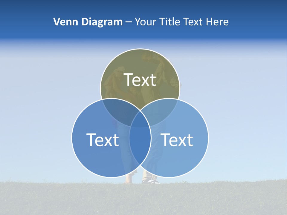 Happy Family With Two Children On Blue Sky 2 PowerPoint Template