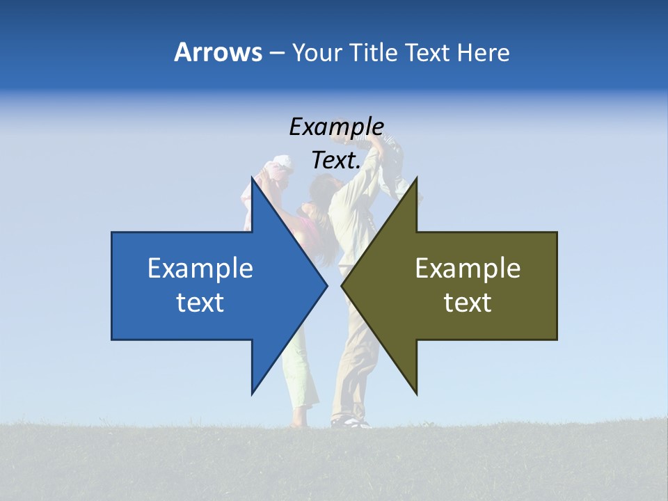 Happy Family With Two Children On Blue Sky 2 PowerPoint Template