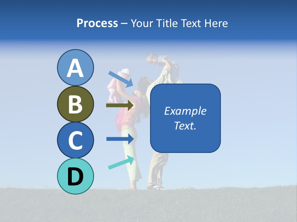 Happy Family With Two Children On Blue Sky 2 PowerPoint Template