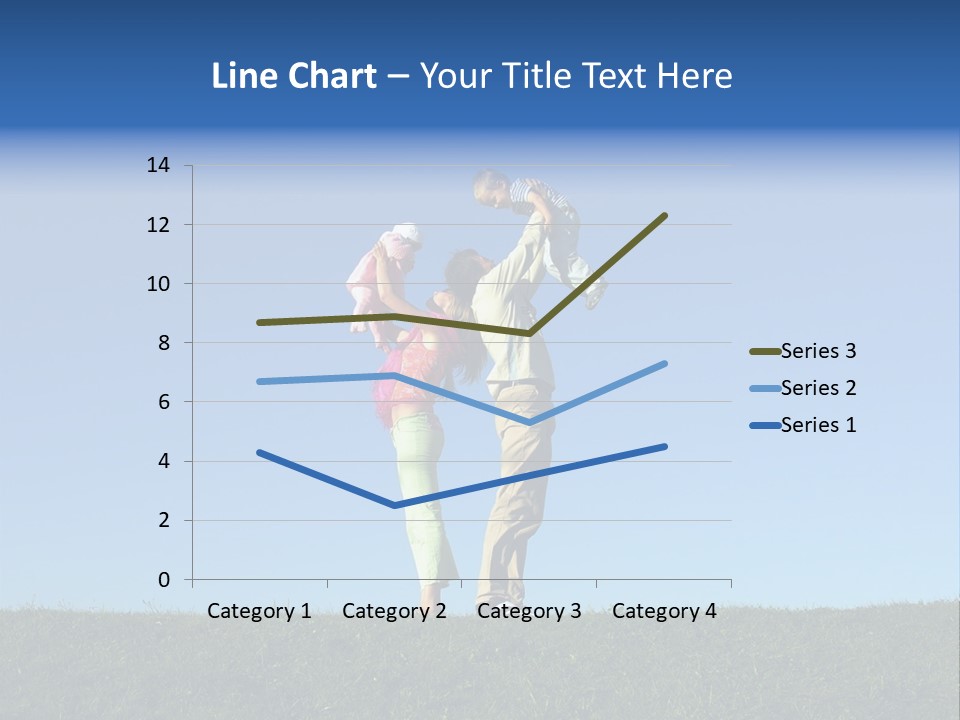 Happy Family With Two Children On Blue Sky 2 PowerPoint Template