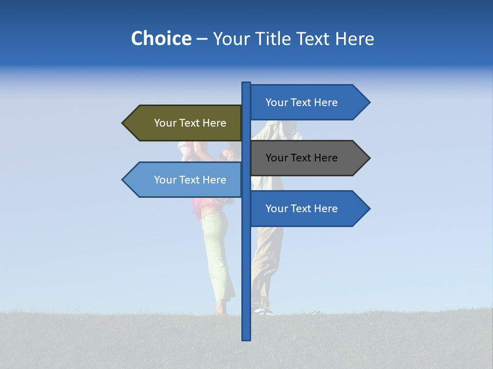 Happy Family With Two Children On Blue Sky 2 PowerPoint Template