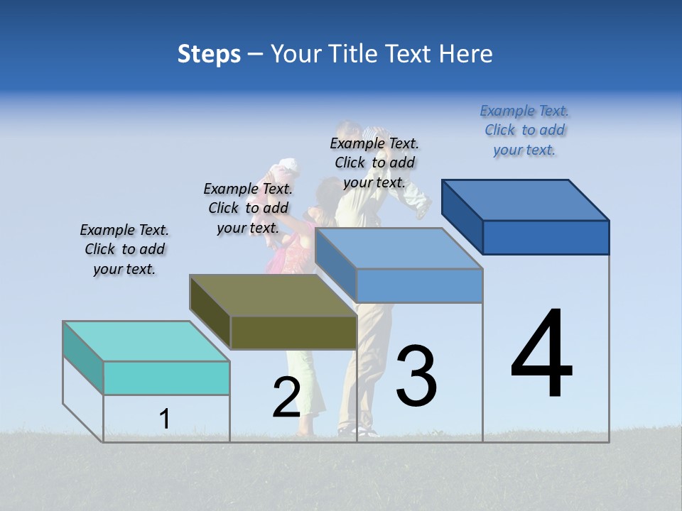 Happy Family With Two Children On Blue Sky 2 PowerPoint Template