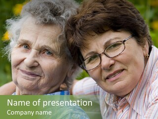 Elderly Woman With Her Daughter PowerPoint Template