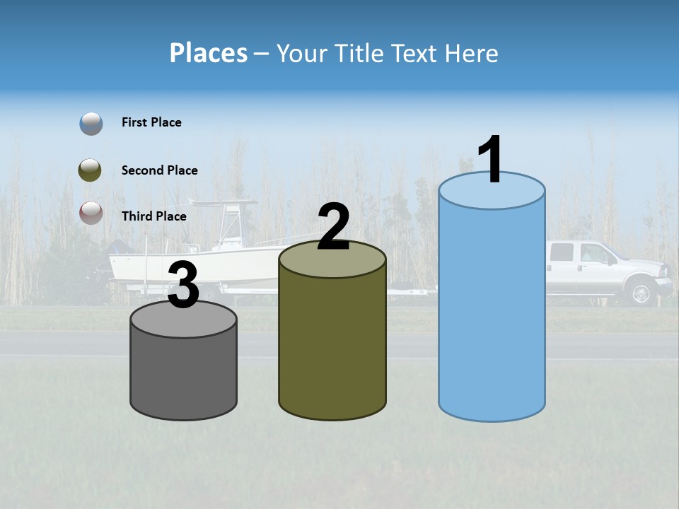 Pickup Truck Towing Boat On Trailer PowerPoint Template