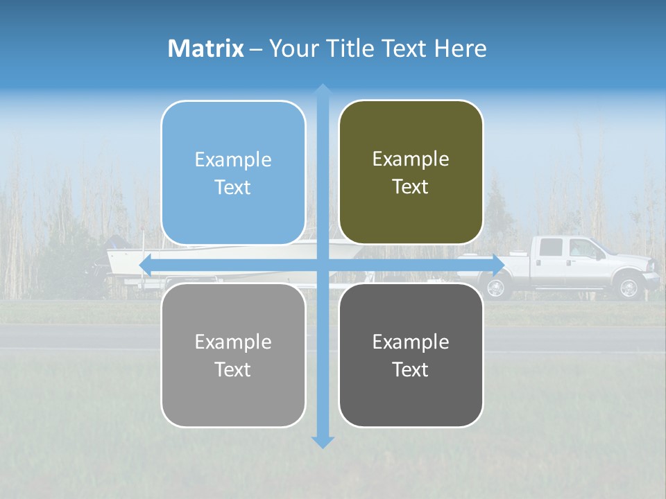 Pickup Truck Towing Boat On Trailer PowerPoint Template