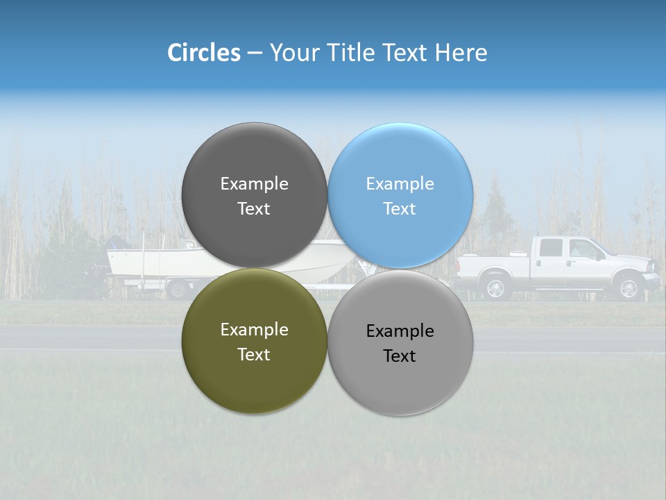 Pickup Truck Towing Boat On Trailer PowerPoint Template