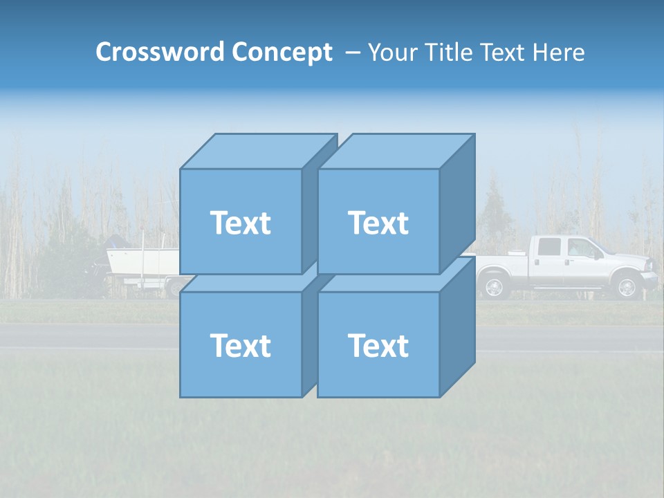 Pickup Truck Towing Boat On Trailer PowerPoint Template