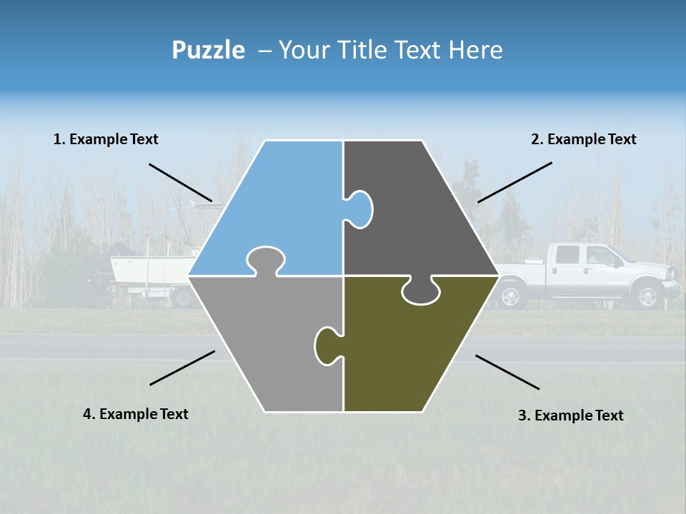 Pickup Truck Towing Boat On Trailer PowerPoint Template