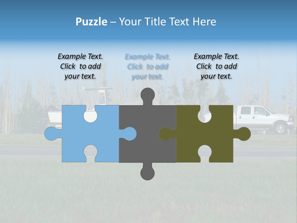 Pickup Truck Towing Boat On Trailer PowerPoint Template