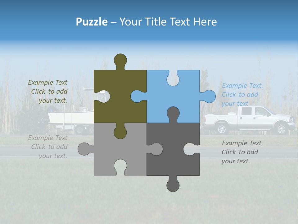 Pickup Truck Towing Boat On Trailer PowerPoint Template