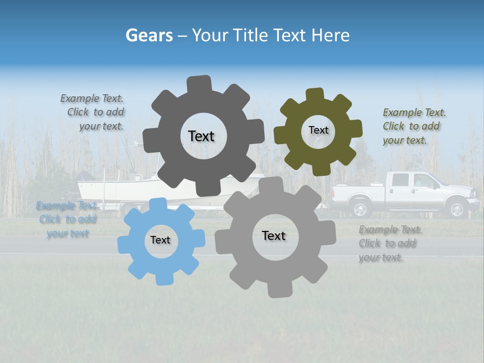 Pickup Truck Towing Boat On Trailer PowerPoint Template