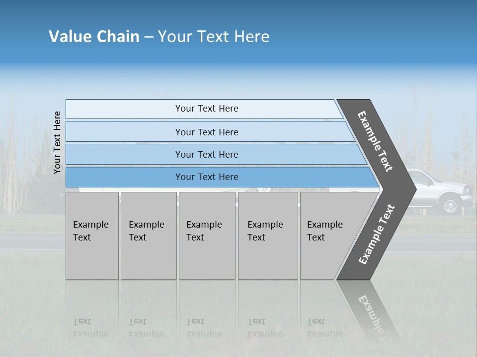 Pickup Truck Towing Boat On Trailer PowerPoint Template