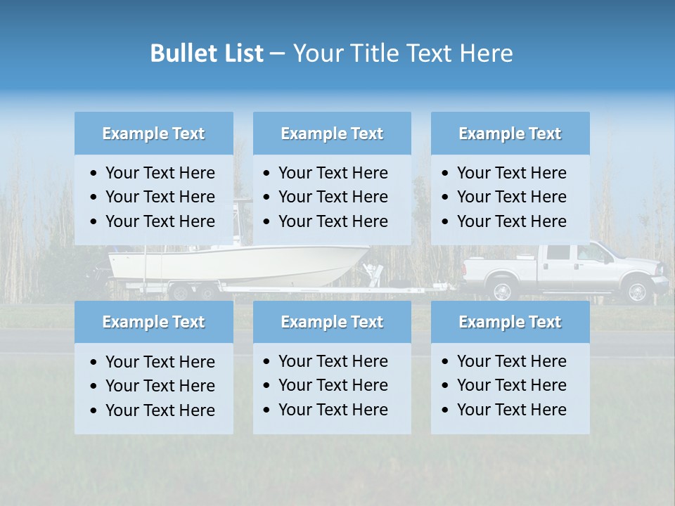 Pickup Truck Towing Boat On Trailer PowerPoint Template