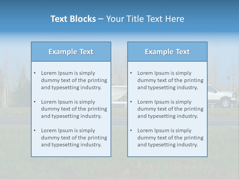 Pickup Truck Towing Boat On Trailer PowerPoint Template