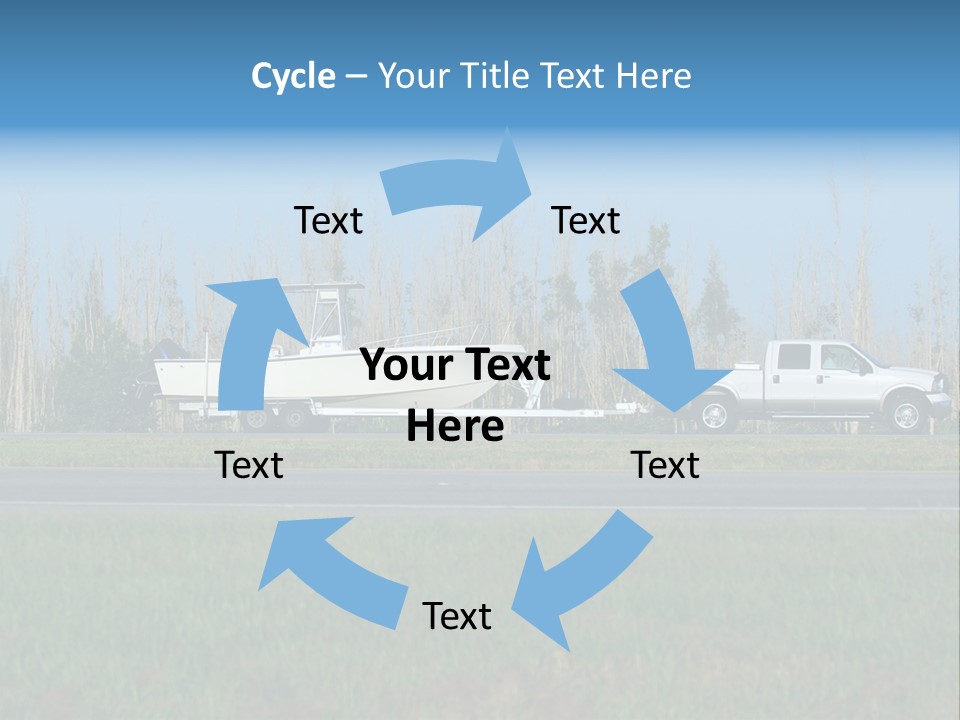 Pickup Truck Towing Boat On Trailer PowerPoint Template