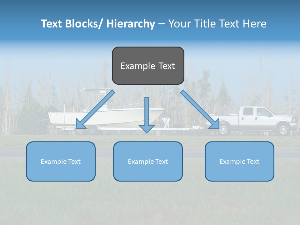 Pickup Truck Towing Boat On Trailer PowerPoint Template