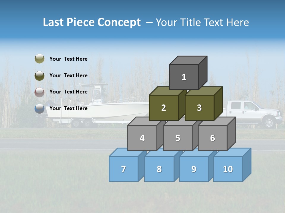 Pickup Truck Towing Boat On Trailer PowerPoint Template