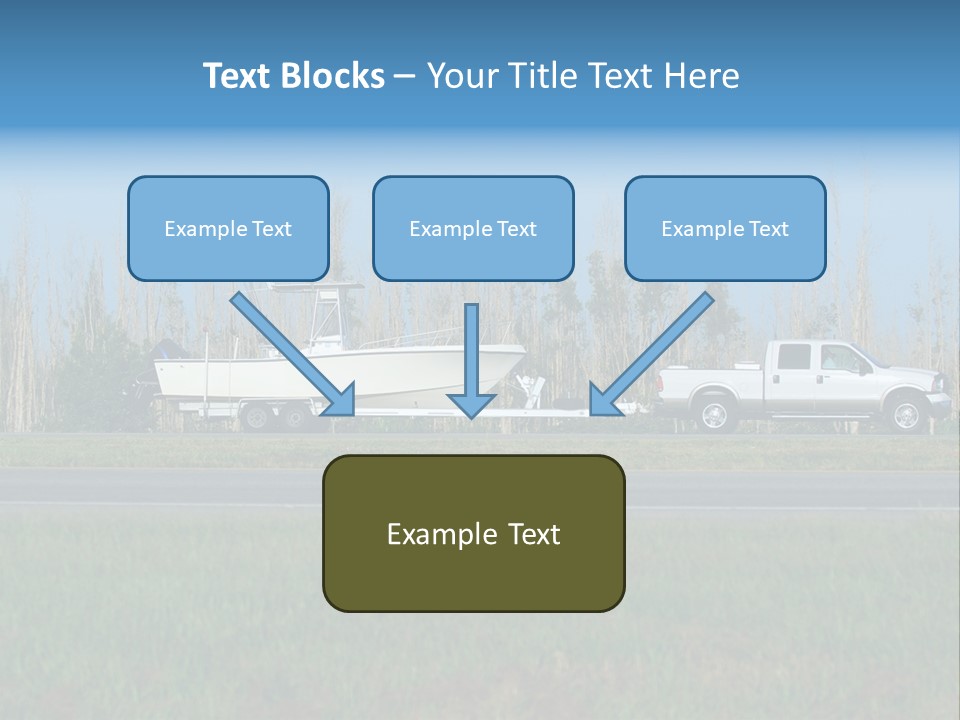 Pickup Truck Towing Boat On Trailer PowerPoint Template