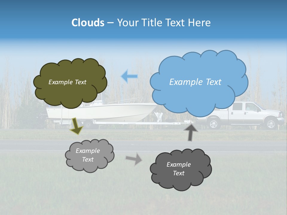 Pickup Truck Towing Boat On Trailer PowerPoint Template