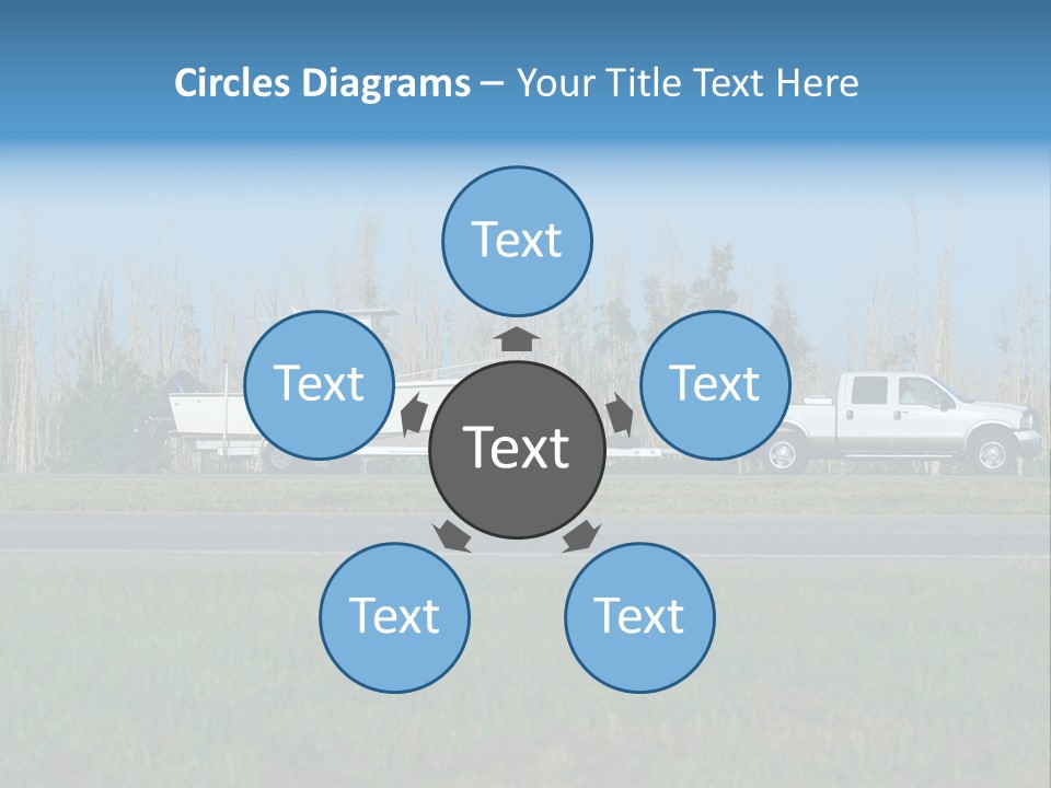 Pickup Truck Towing Boat On Trailer PowerPoint Template