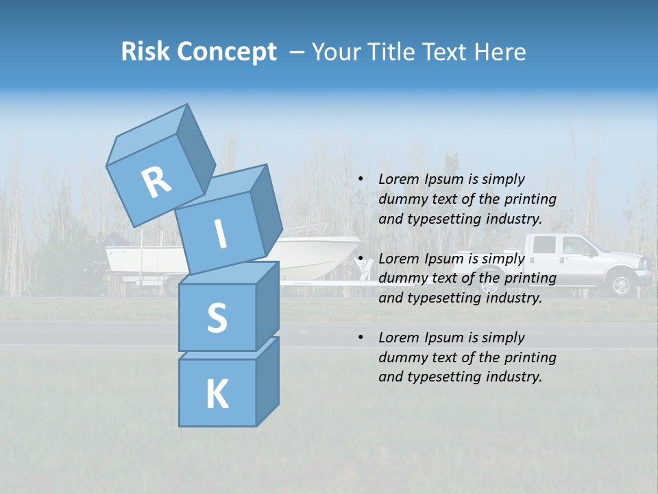 Pickup Truck Towing Boat On Trailer PowerPoint Template