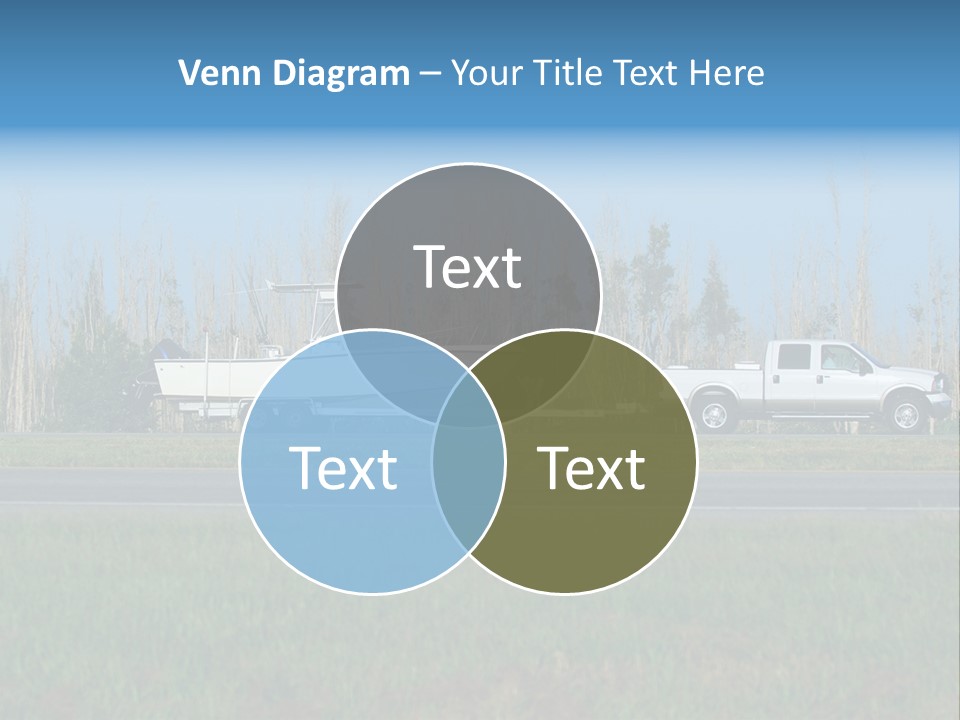 Pickup Truck Towing Boat On Trailer PowerPoint Template