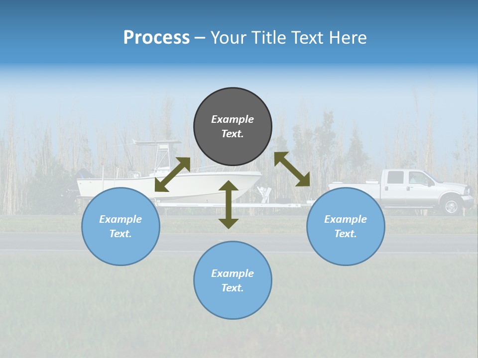 Pickup Truck Towing Boat On Trailer PowerPoint Template