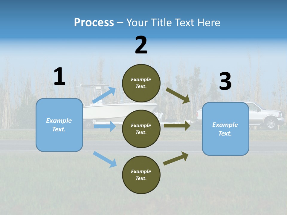 Pickup Truck Towing Boat On Trailer PowerPoint Template