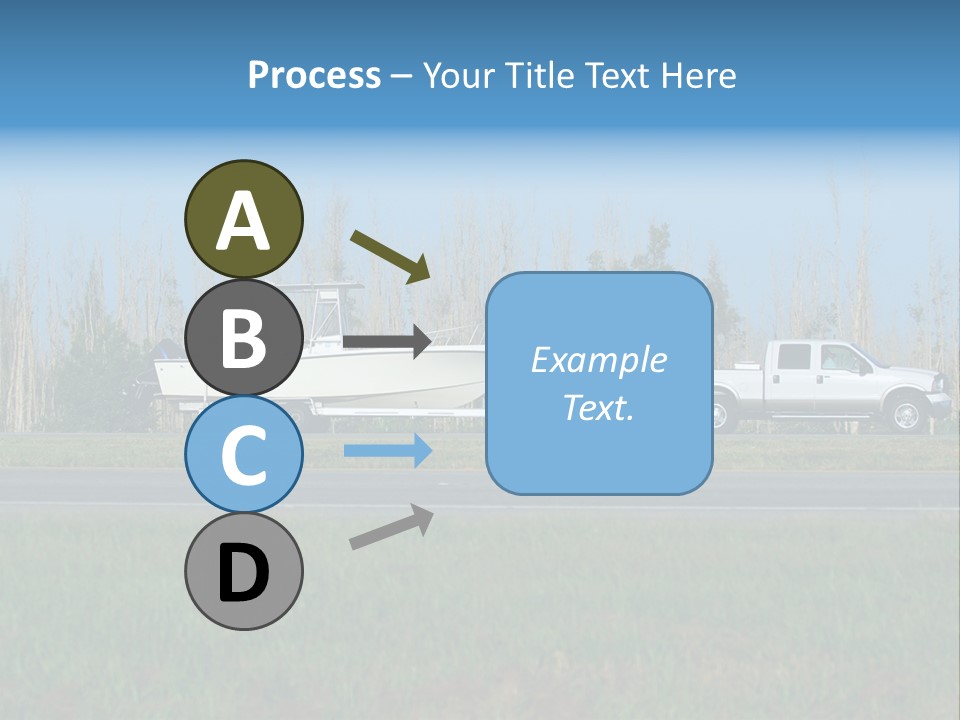 Pickup Truck Towing Boat On Trailer PowerPoint Template