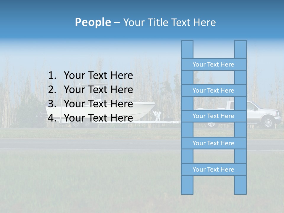 Pickup Truck Towing Boat On Trailer PowerPoint Template