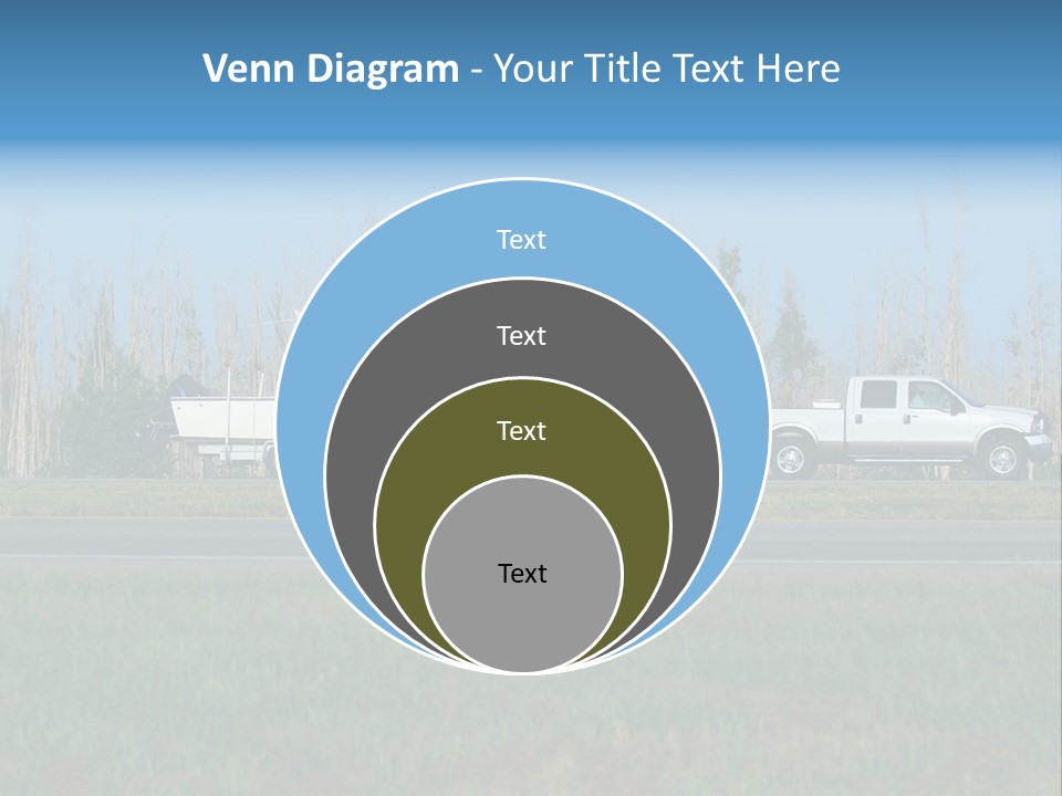 Pickup Truck Towing Boat On Trailer PowerPoint Template