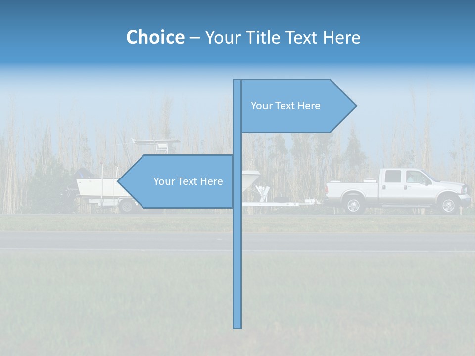 Pickup Truck Towing Boat On Trailer PowerPoint Template