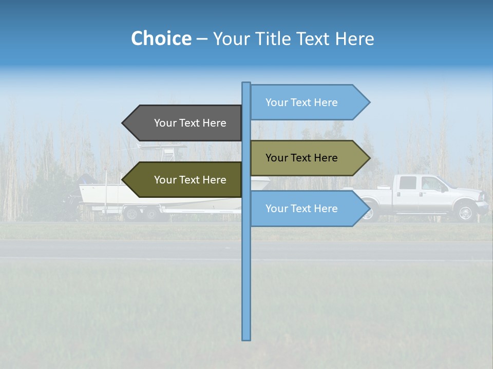 Pickup Truck Towing Boat On Trailer PowerPoint Template