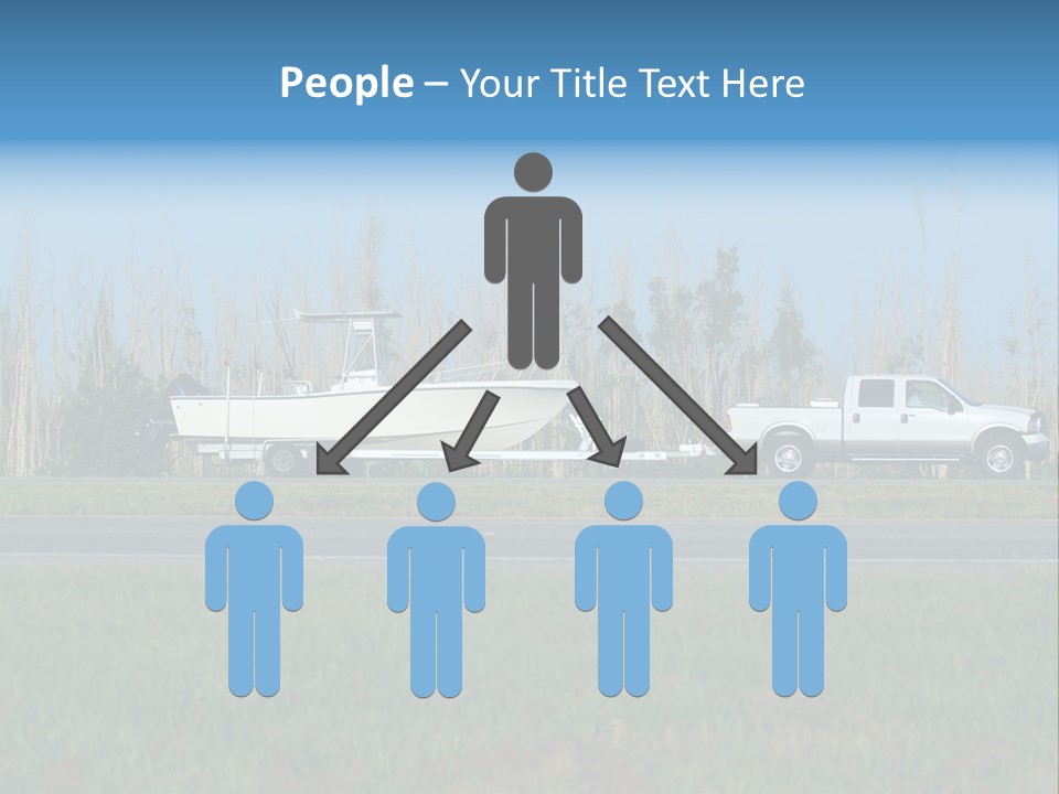 Pickup Truck Towing Boat On Trailer PowerPoint Template