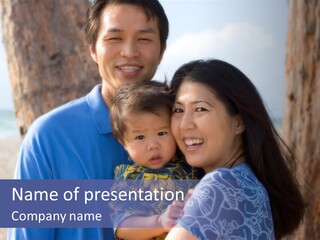 Young Asian Family PowerPoint Template