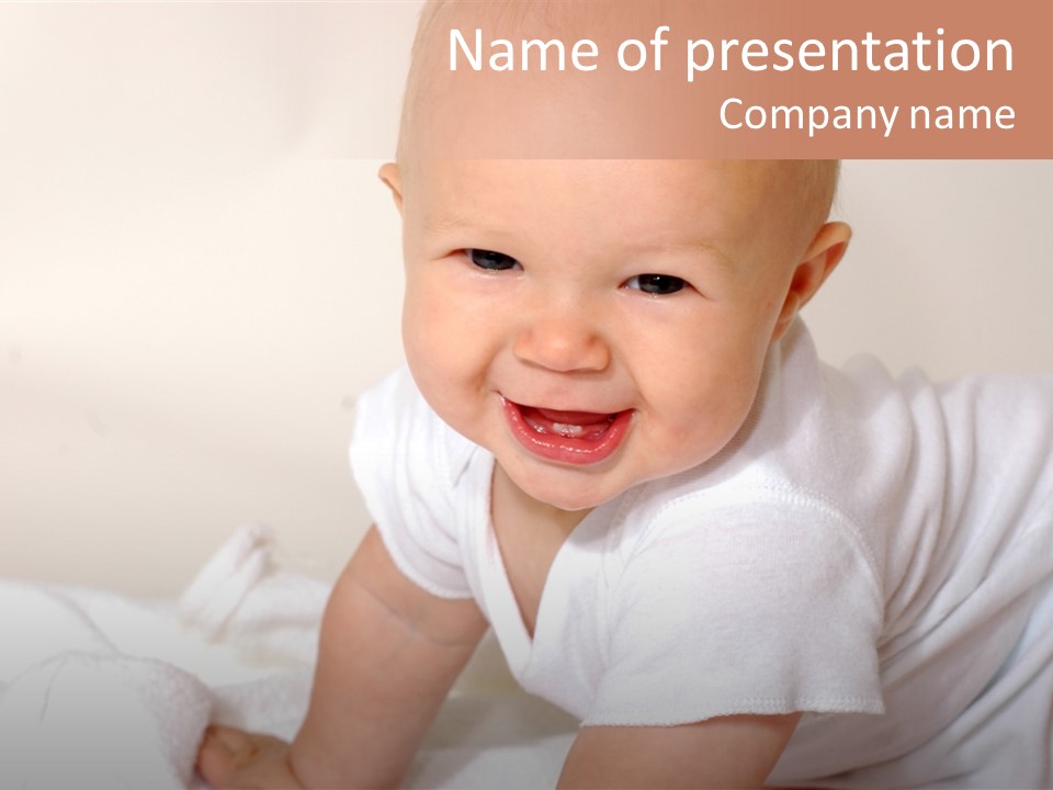 A Charming Portrait Of A Little Baby Boy. He Is 6 Months Old In This Series. PowerPoint Template