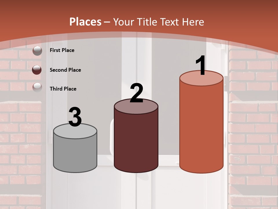 A Red Brick Building With A White Door PowerPoint Template